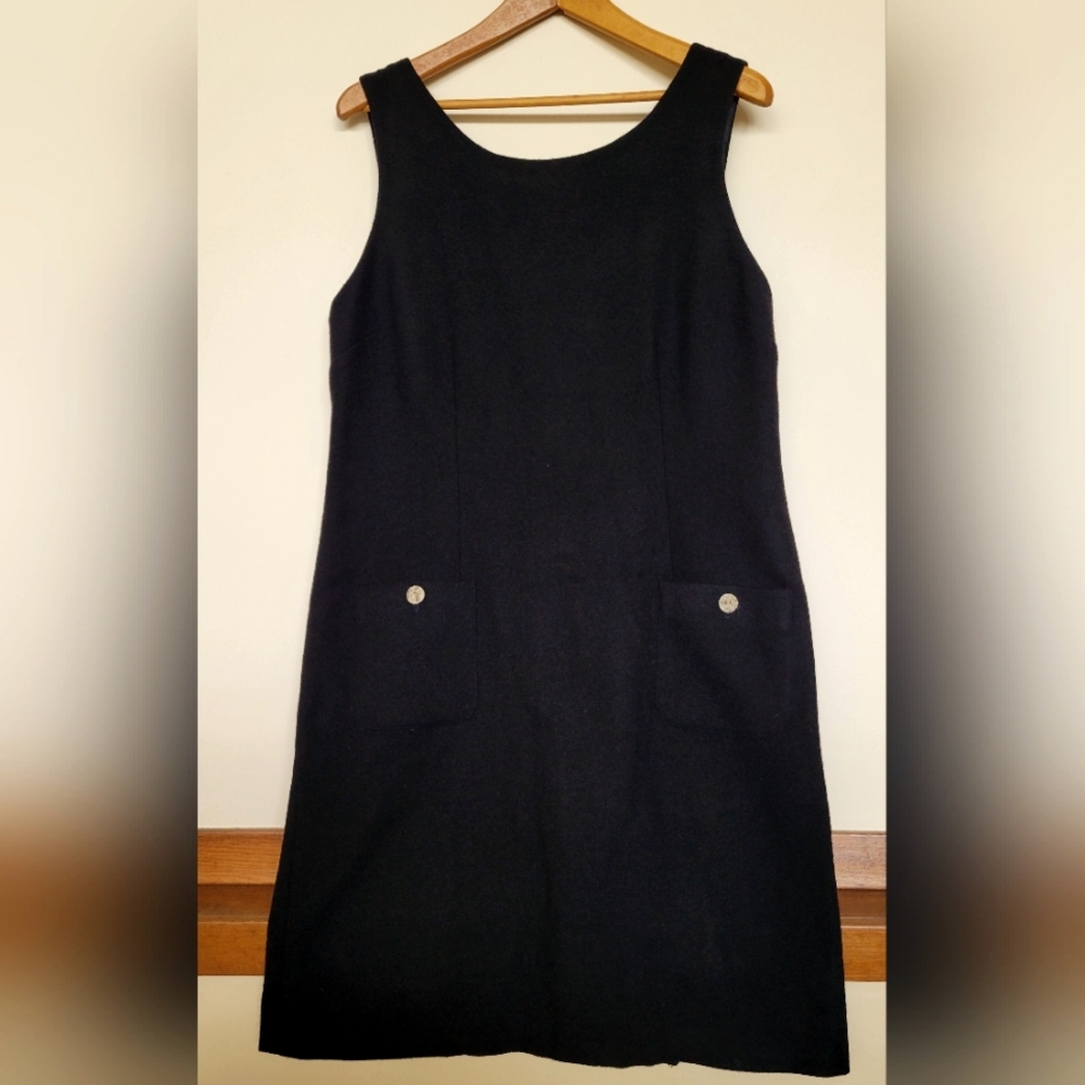 Herman Geist Women's 100% Wool Black Sleeveless Dress Size 12